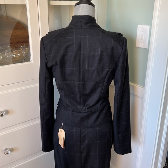 Allsaints spitalfields Heta Hunting Jacket and skirt suit in Navy plaid wool - Picture 6 of 10